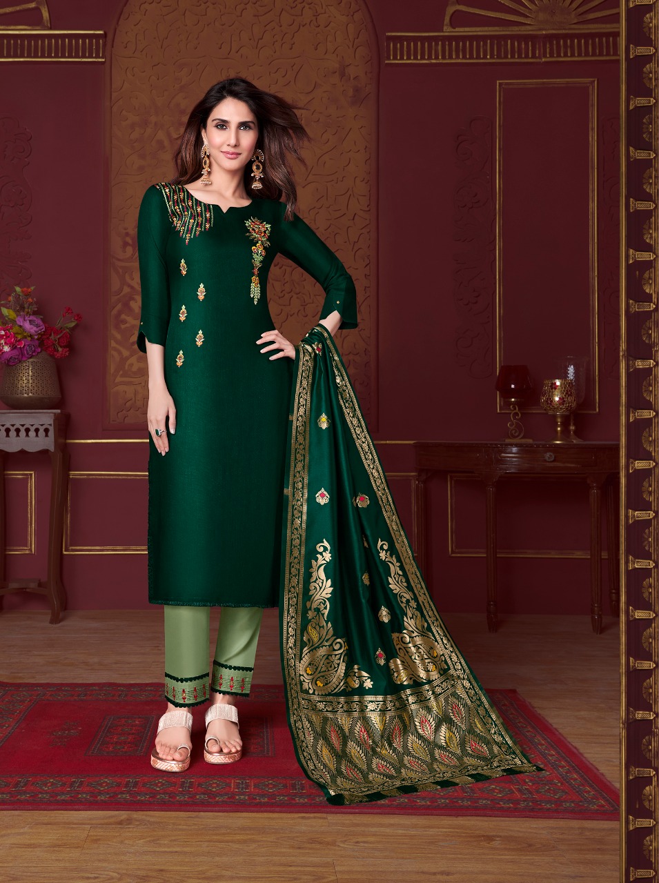 lily and lali modal silk viscose new and modern style top with bottom and dupatta catalog