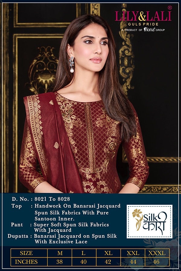 lily and lali silkkari Banarasi jaquard festive look top with bottom and dupatta catalog