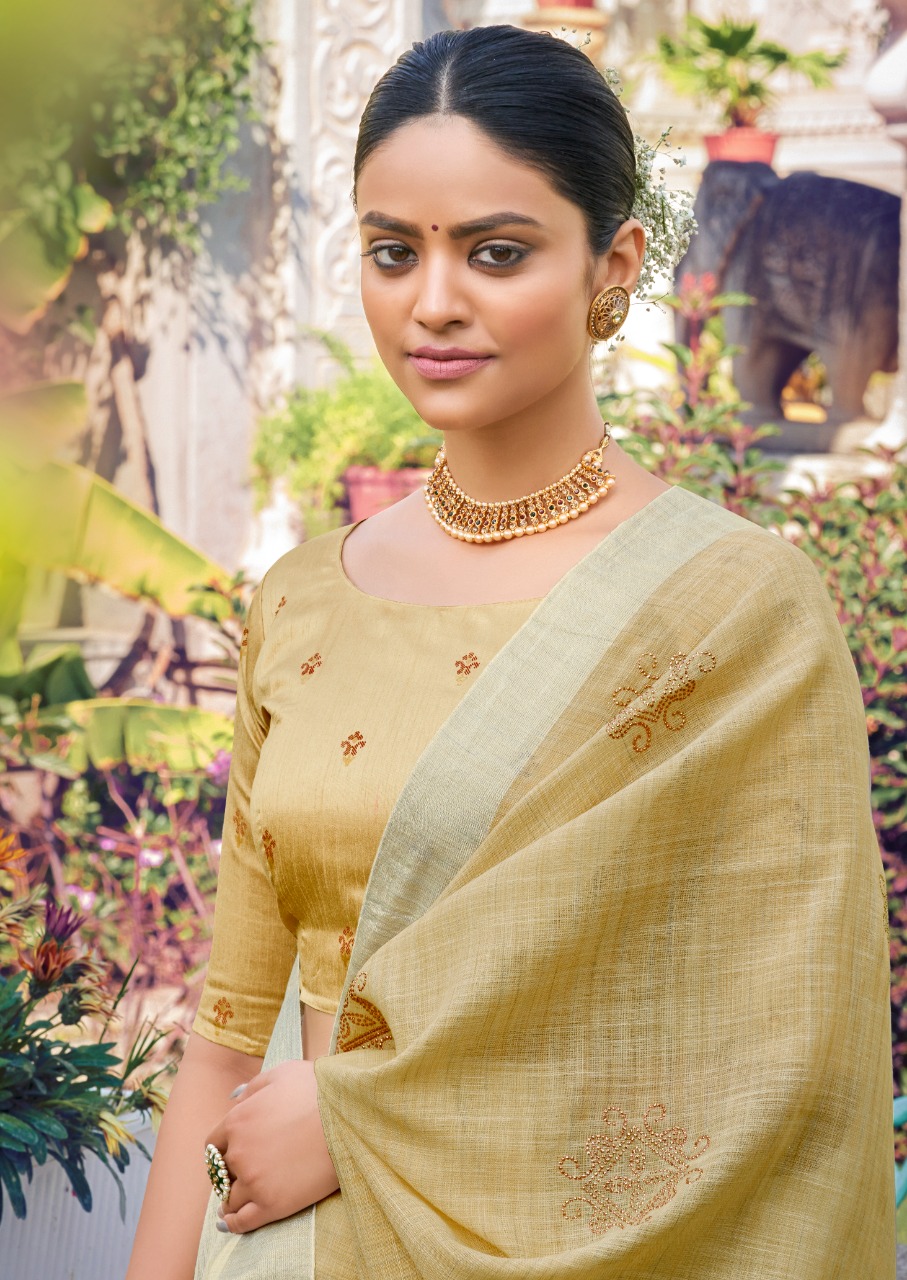 lt fashion vairagi linen silk catchy look saree catalog