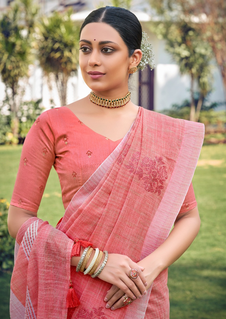 lt fashion vairagi linen silk catchy look saree catalog