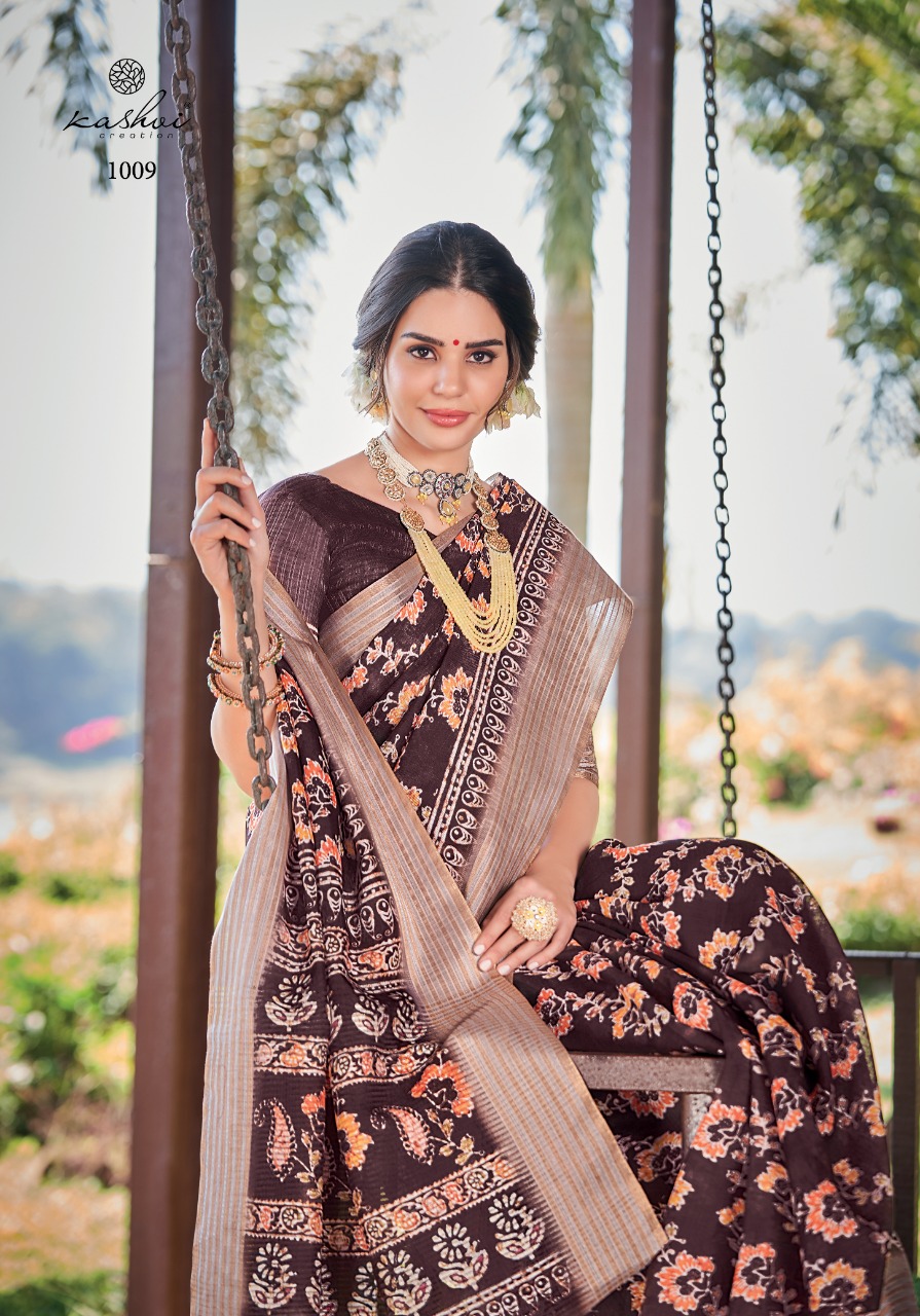 lt saree panghat linen silk graceful print saree catalog