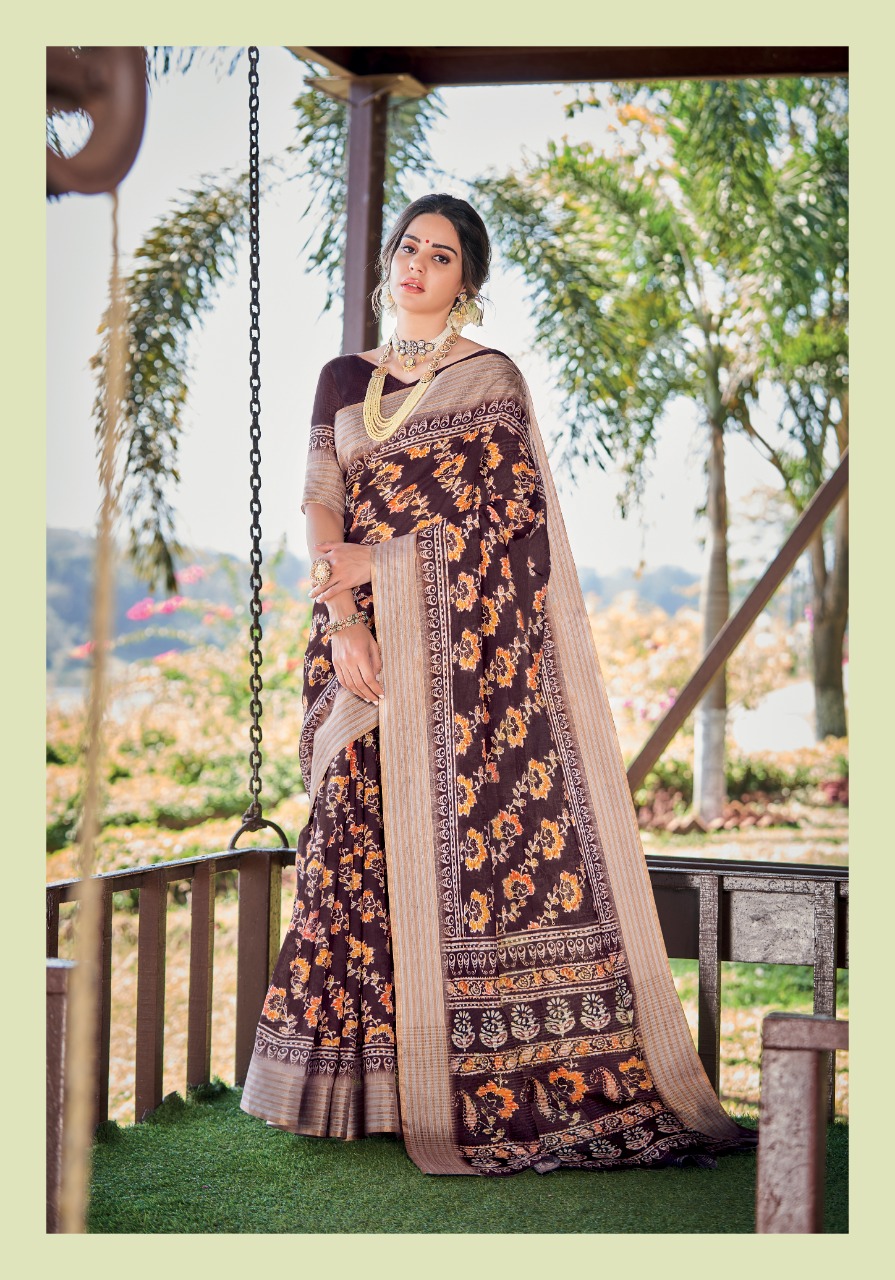 lt saree panghat linen silk graceful print saree catalog