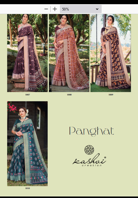 lt saree panghat linen silk graceful print saree catalog