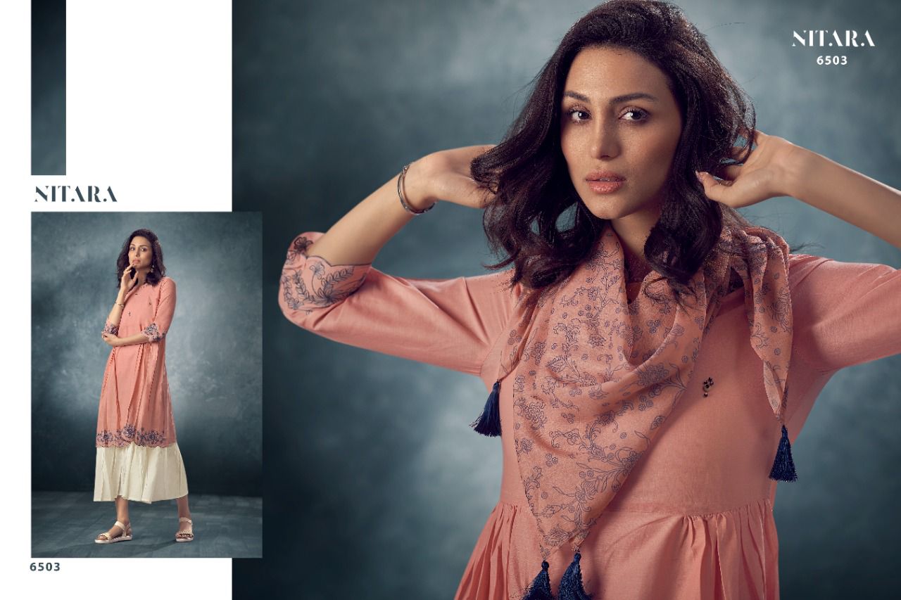 nitara seher cotton mal new and modern style gown Kurti Scarf catalog