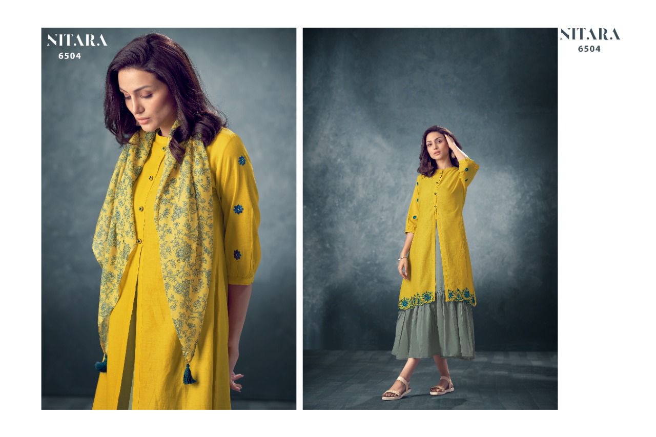 nitara seher cotton mal new and modern style gown Kurti Scarf catalog