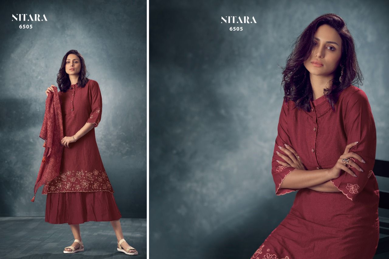 nitara seher cotton mal new and modern style gown Kurti Scarf catalog