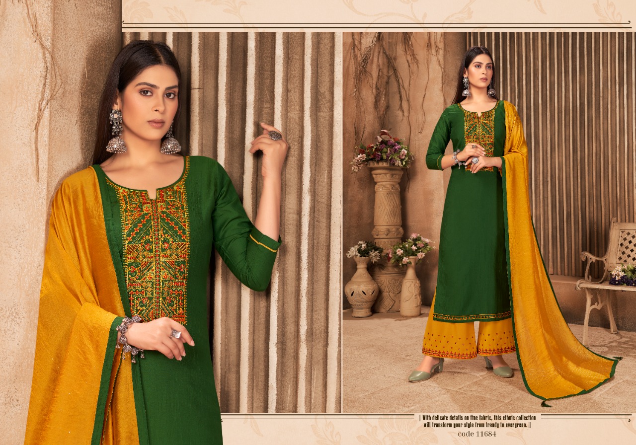 panch ratna ritika 4 parampara silk catchy look salwar suit catalog