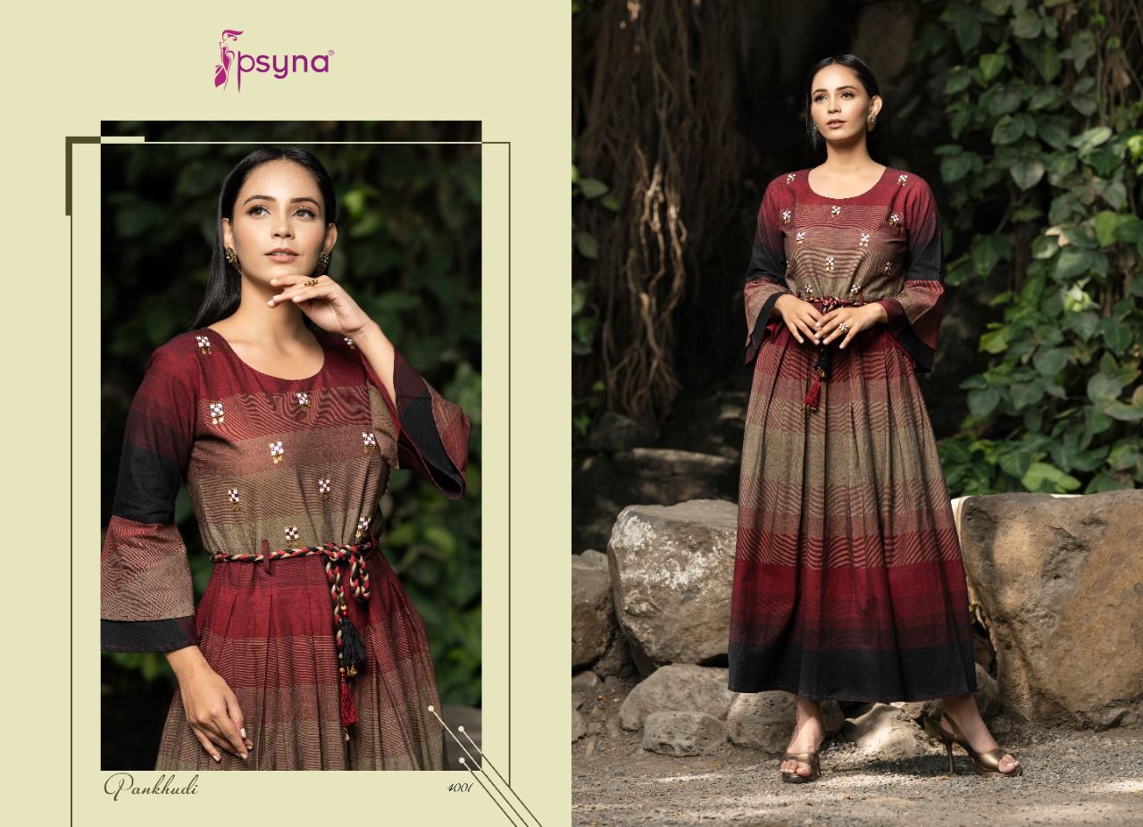 psyna pankhudi vol 4 cotton regal look kurti with balt catalog