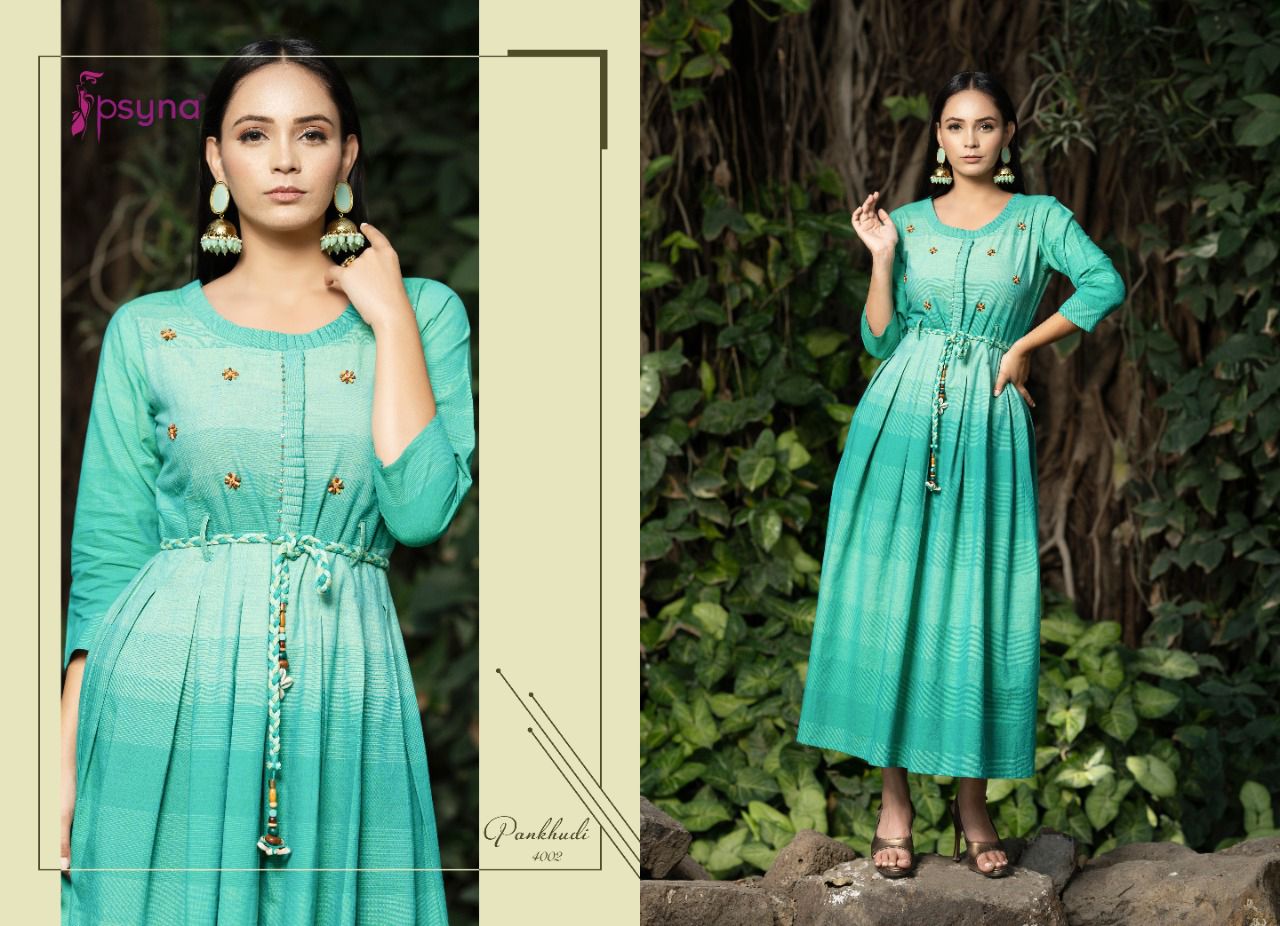 psyna pankhudi vol 4 cotton regal look kurti with balt catalog