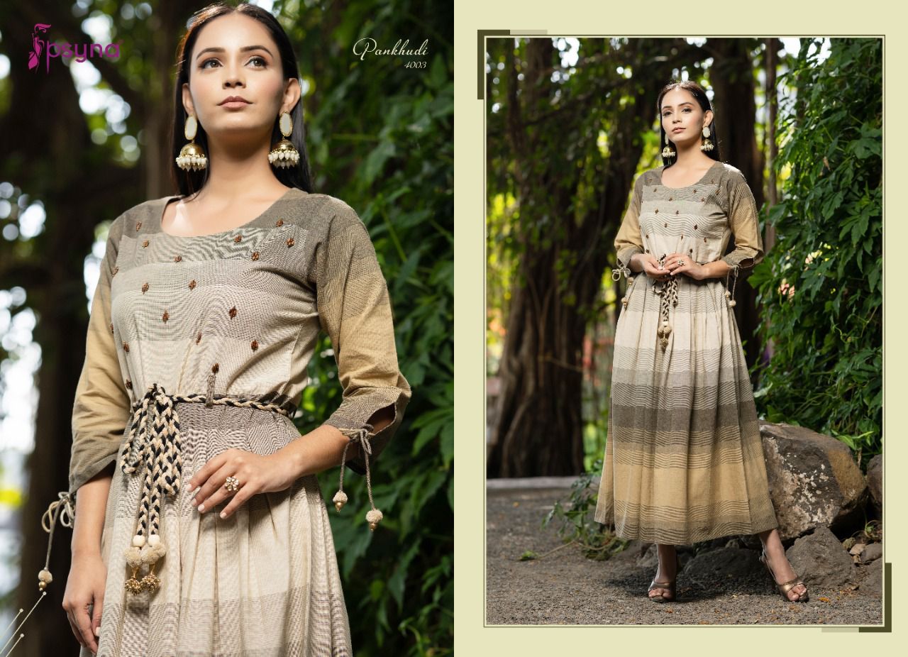 psyna pankhudi vol 4 cotton regal look kurti with balt catalog