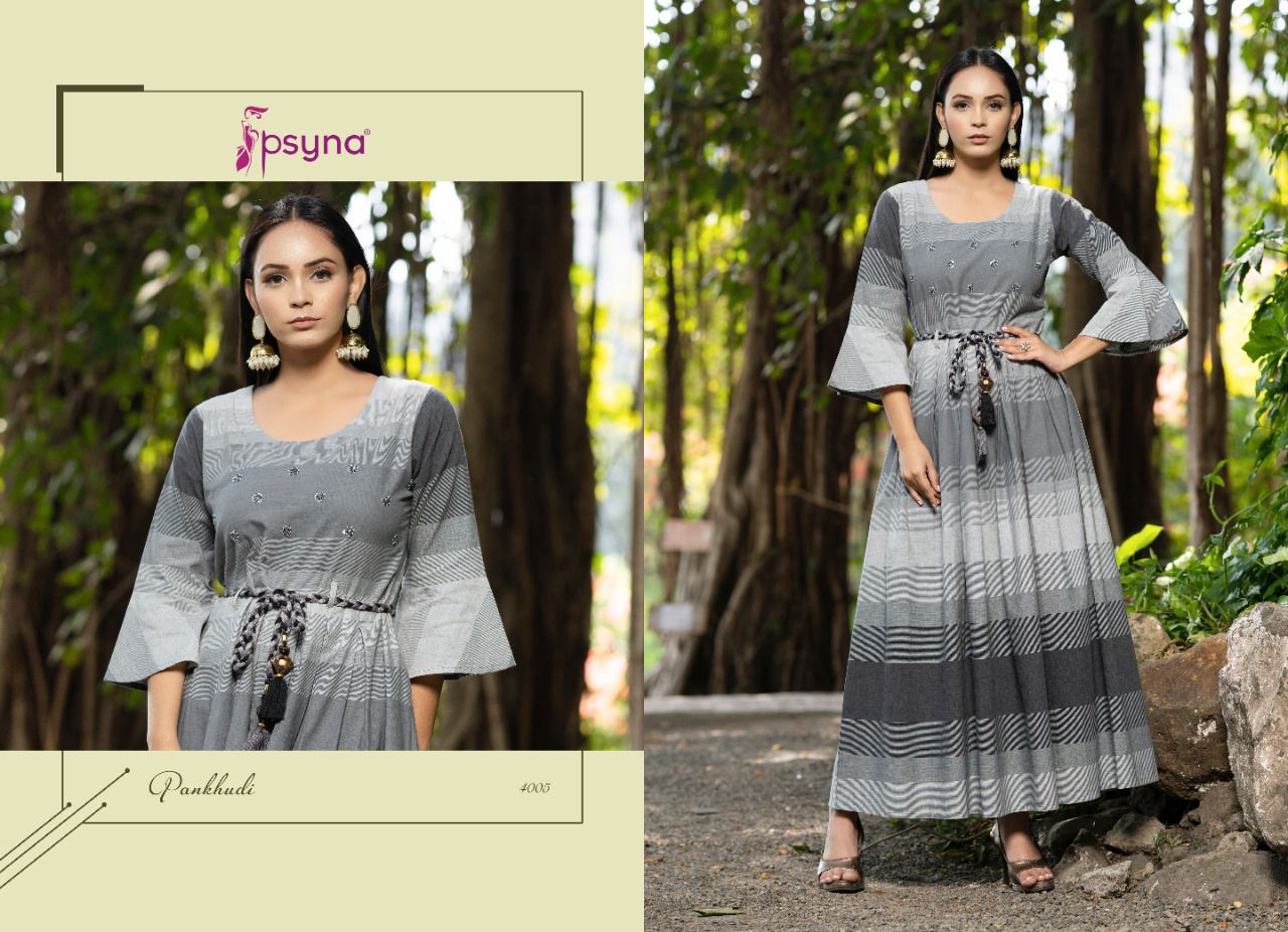 psyna pankhudi vol 4 cotton regal look kurti with balt catalog