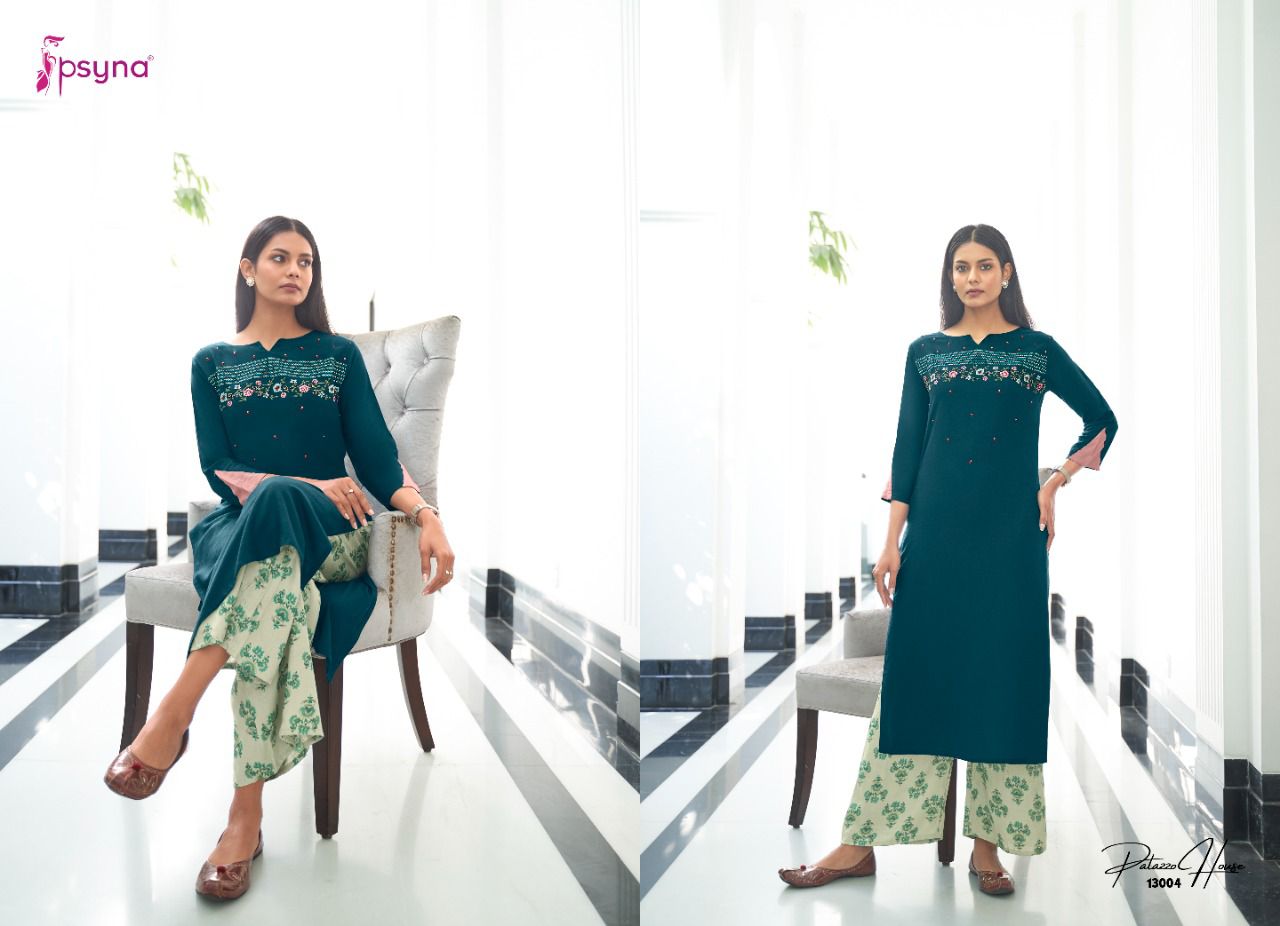 Psyna plazzo house 13 rayon regal look top with bottom catalog