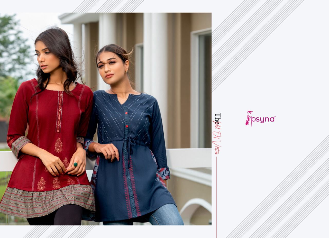 psyna presthi 2 cotton classic trendy look short kurti catalog