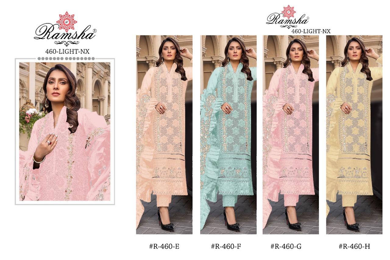 ramsha ramsha r 460 nx georgeet catchy look salwar suit catalog