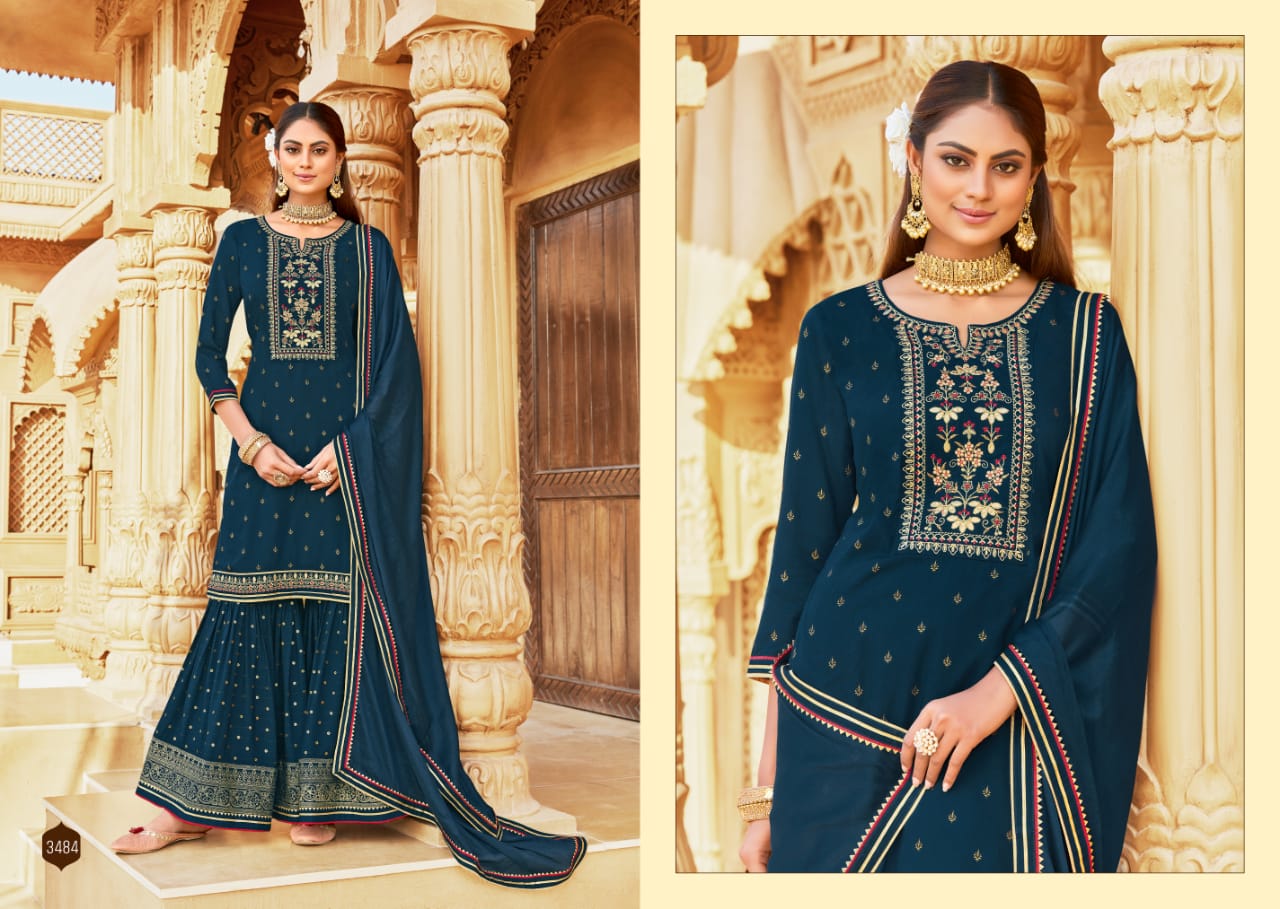 rangoon madhubala rayon classic trendy look top bottom with dupatta catalog