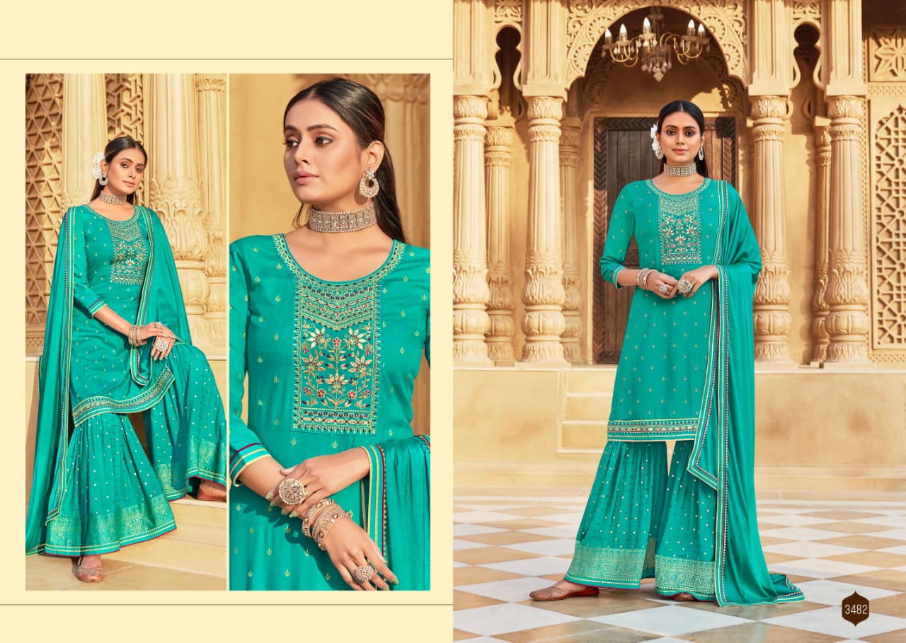 rangoon madhubala rayon classic trendy look top bottom with dupatta catalog