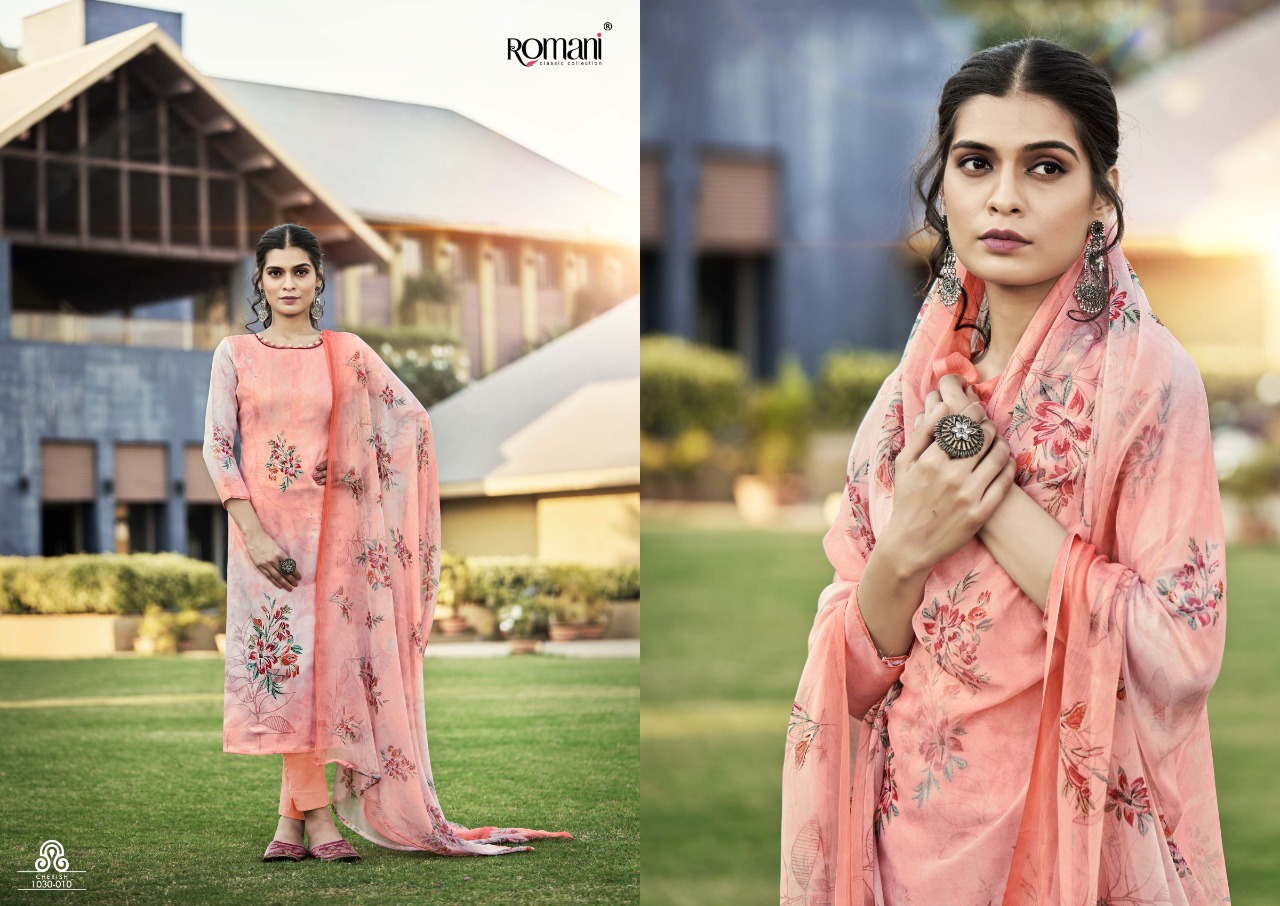 romani cherish chiffon innovative look salwar suit catalog