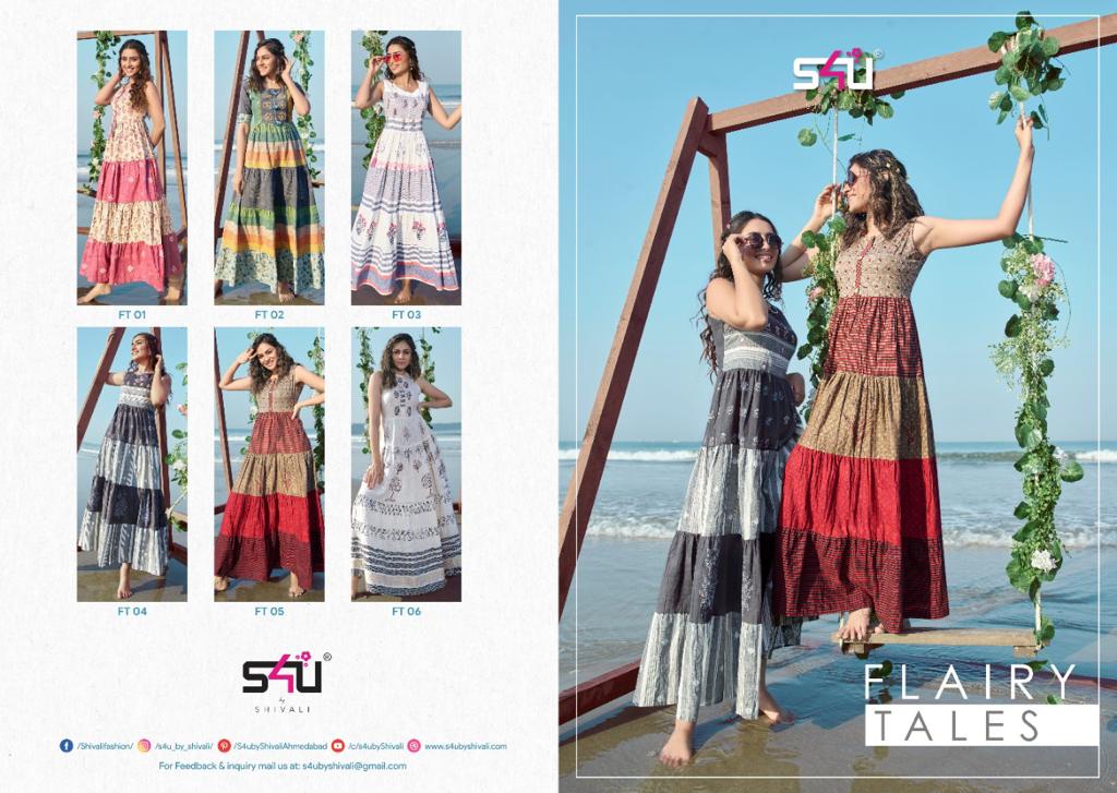 s4u Flairy Tales Handloom cotton innovative gown style kurti catalog