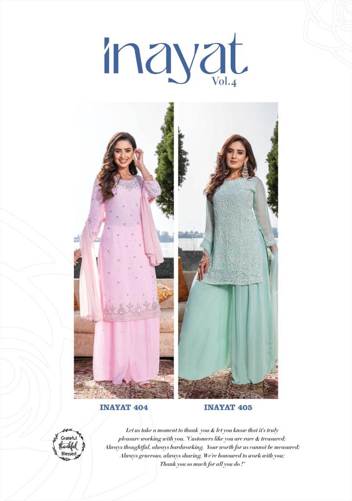 s4u inayat georgette graceful look top with sharara and dupatta catalog