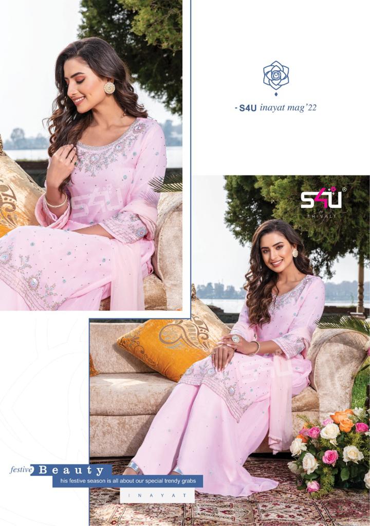 s4u inayat georgette graceful look top with sharara and dupatta catalog