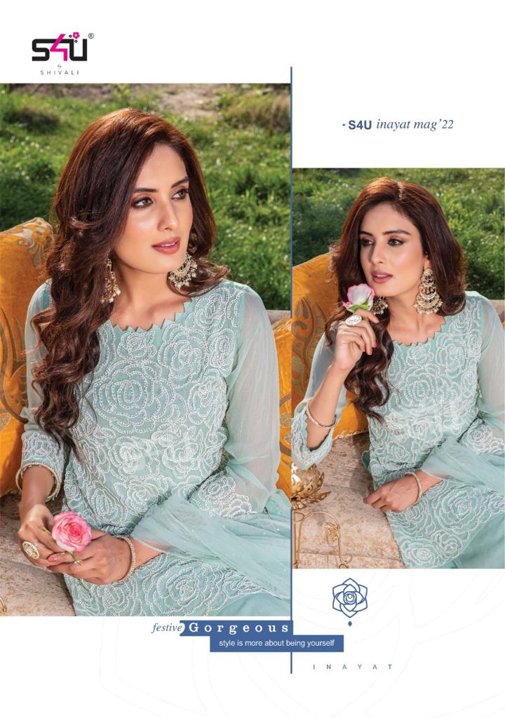 s4u inayat georgette graceful look top with sharara and dupatta catalog