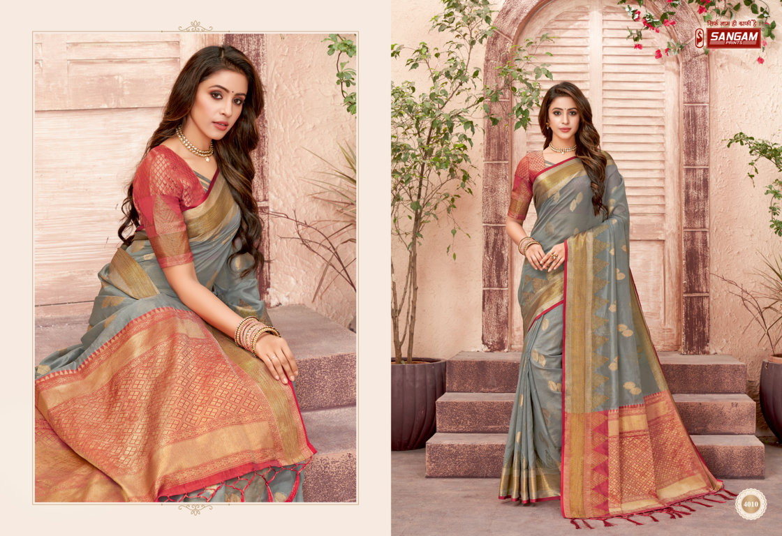 sangam print jhalak organza innovative style saree catalog