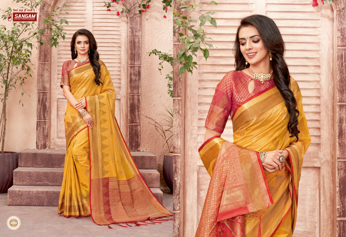 sangam print jhalak organza innovative style saree catalog