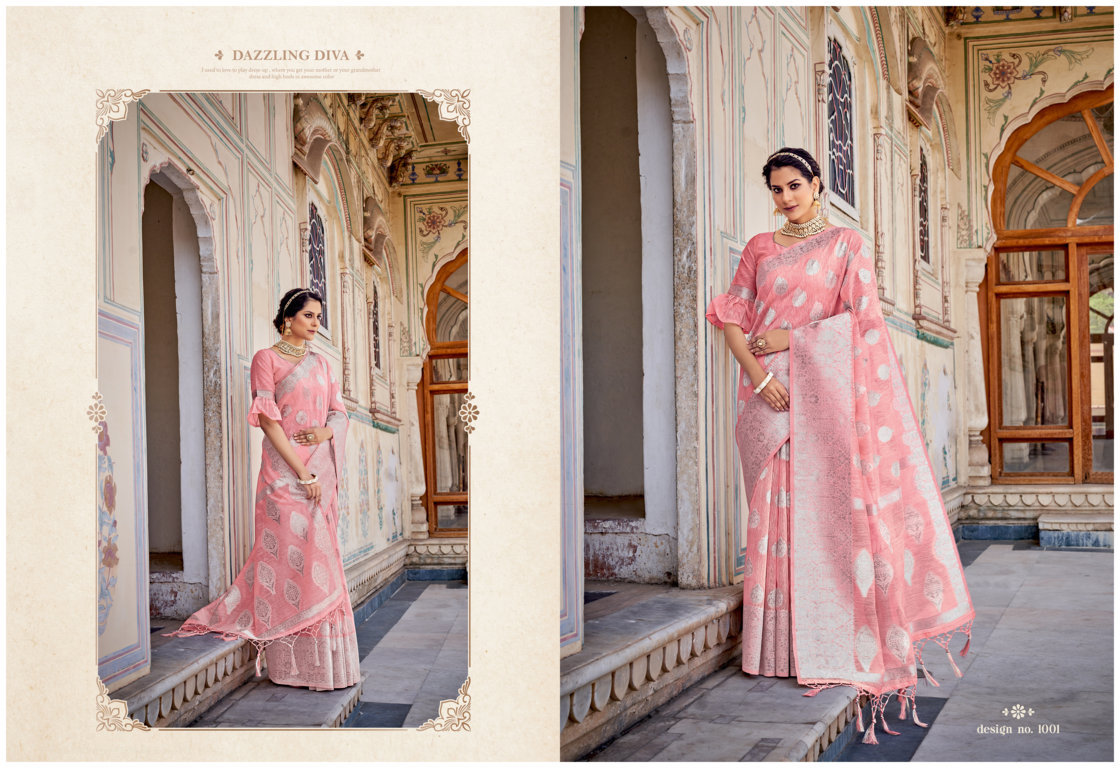 sangam print katan silk linen elegant saree catalog