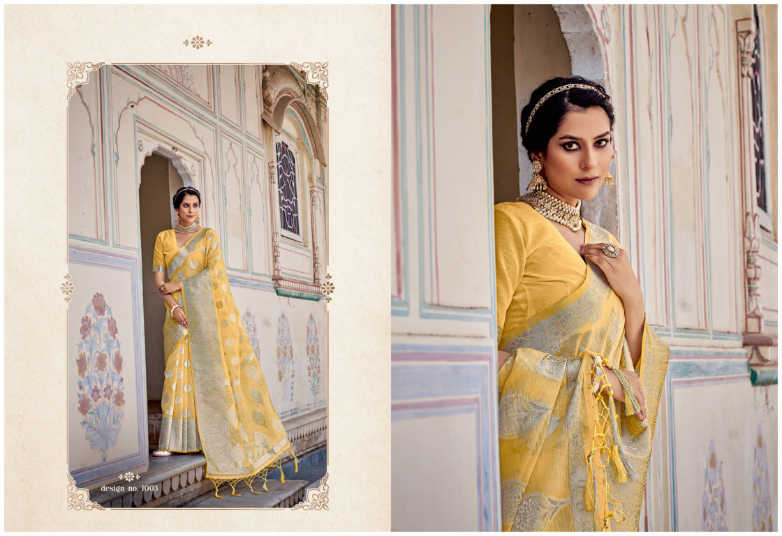 sangam print katan silk linen elegant saree catalog