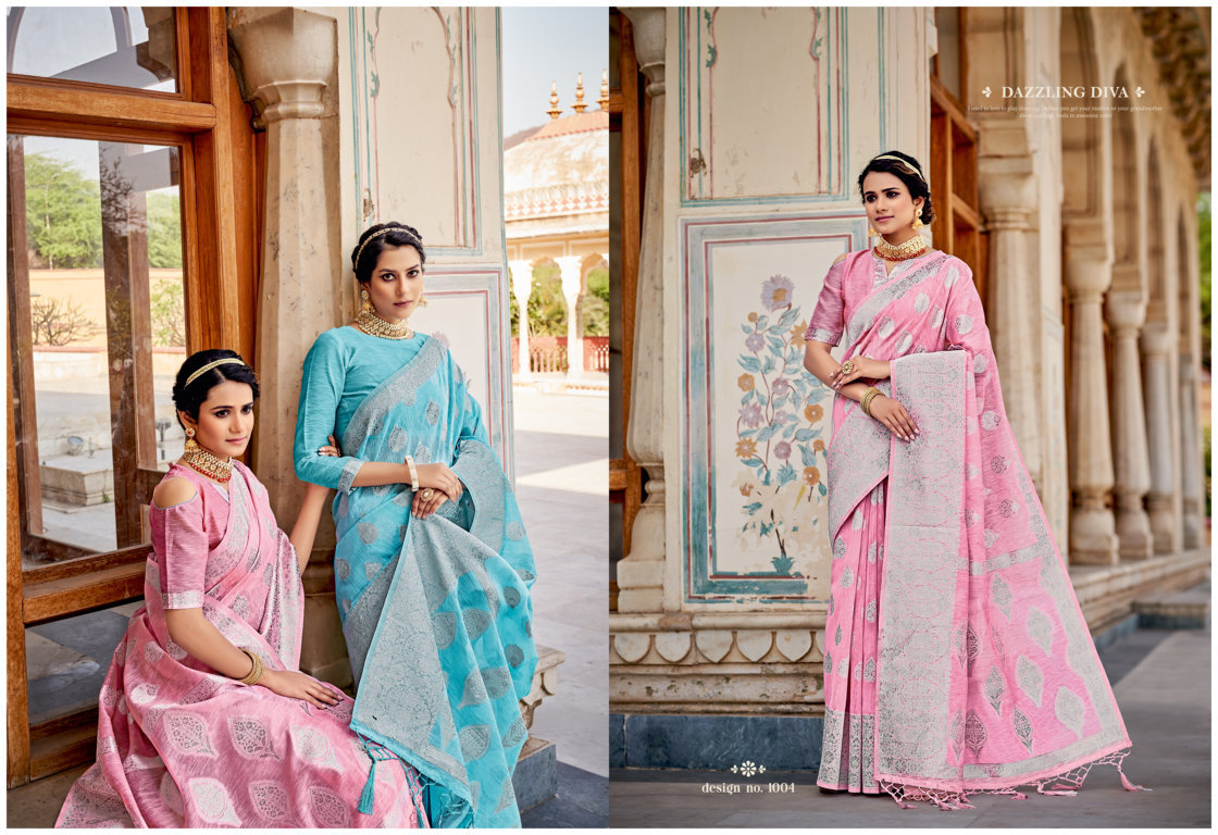 sangam print katan silk linen elegant saree catalog