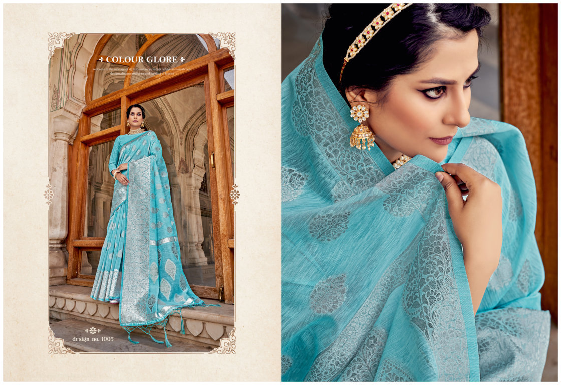 sangam print katan silk linen elegant saree catalog