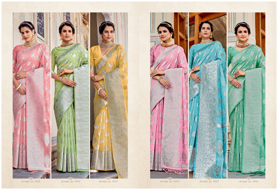 sangam print katan silk linen elegant saree catalog