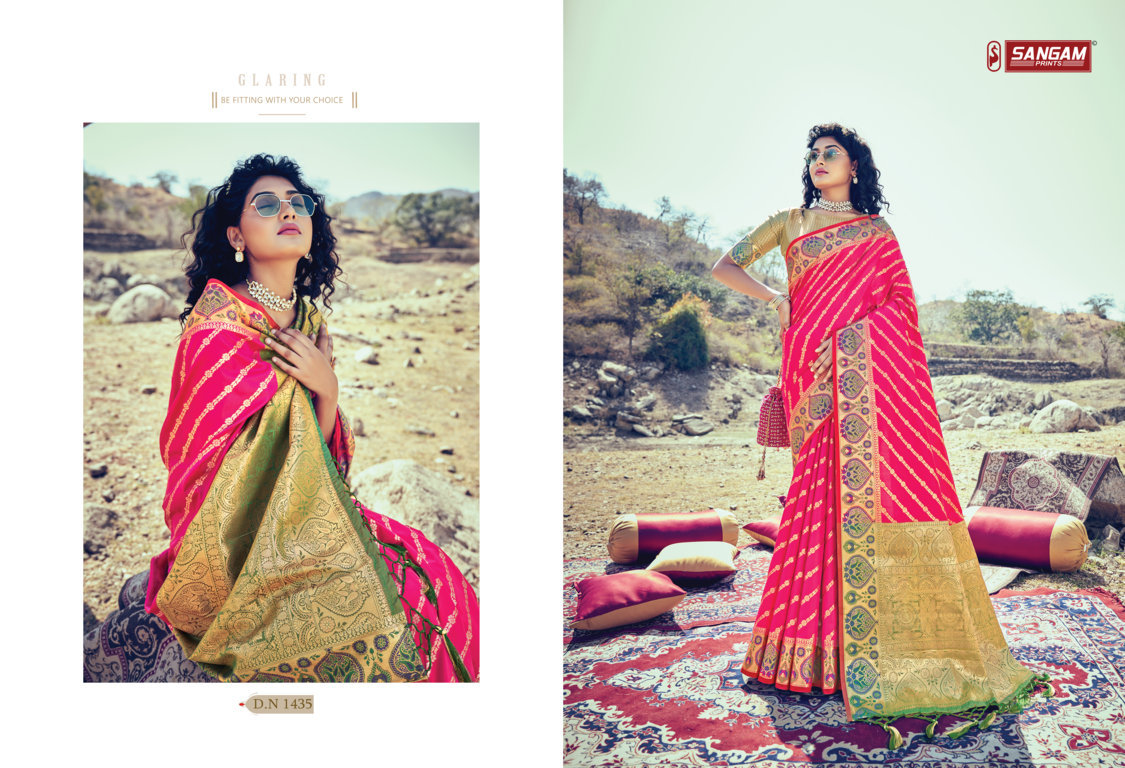 sangam print kesar silk Banarasi silk graceful look saree catalog