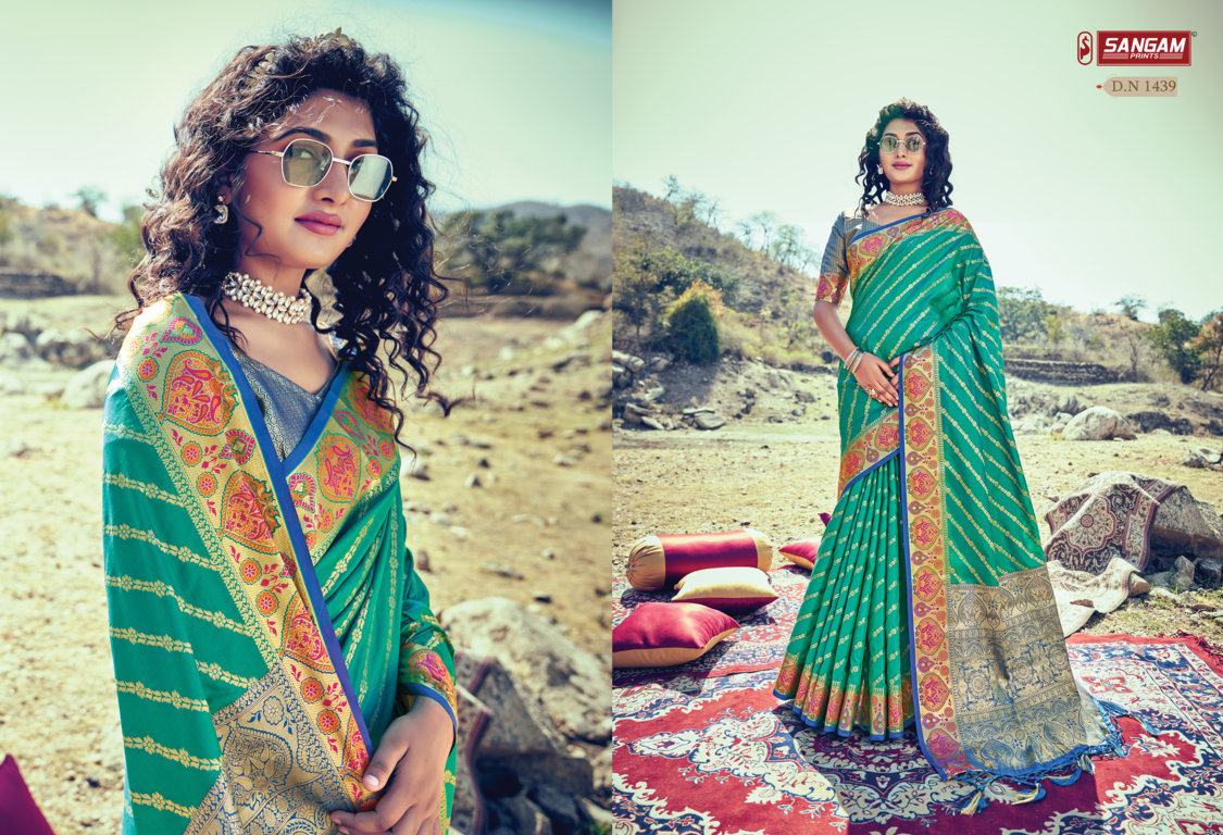 sangam print kesar silk Banarasi silk graceful look saree catalog