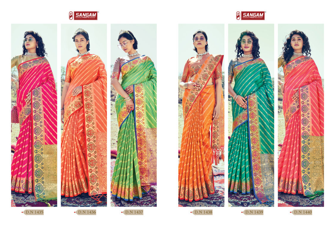 sangam print kesar silk Banarasi silk graceful look saree catalog