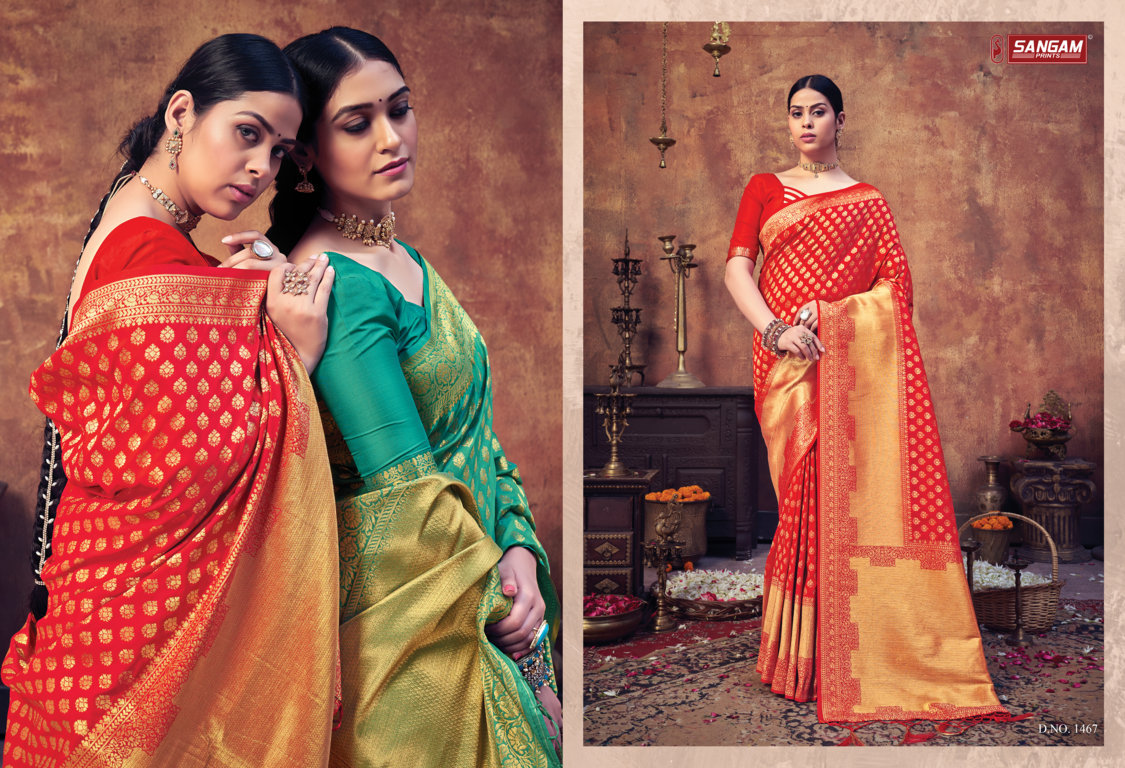 sangam print maharani silk Banarasi silk graceful look saree catalog