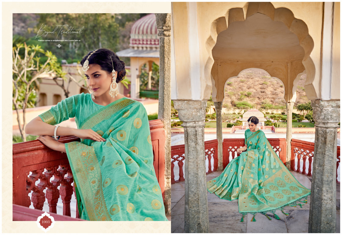 sangam print nilambari silk linen gorgeous look saree catalog