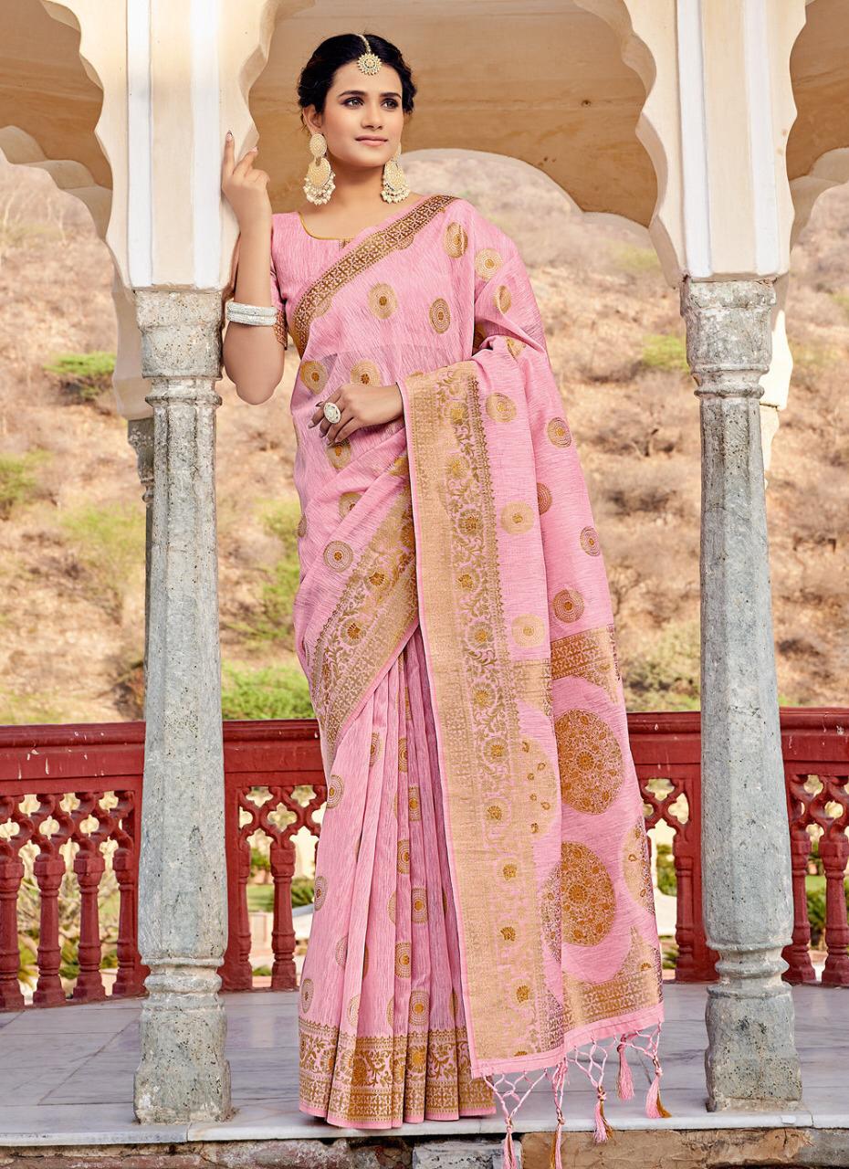 sangam print nilambari silk linen gorgeous look saree catalog