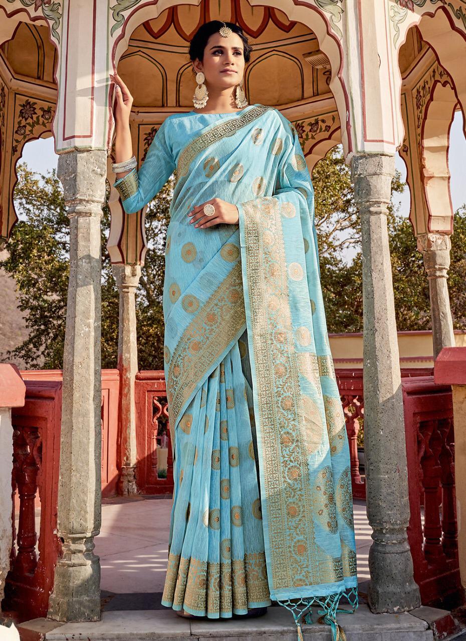 sangam print nilambari silk linen gorgeous look saree catalog