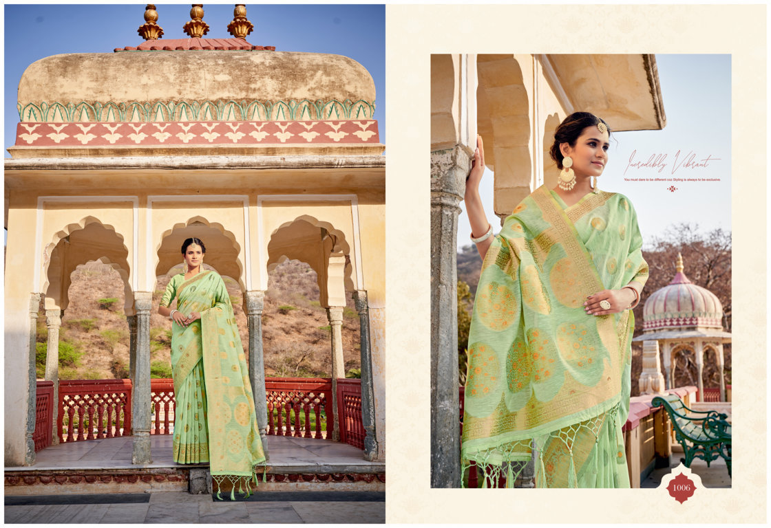 sangam print nilambari silk linen gorgeous look saree catalog