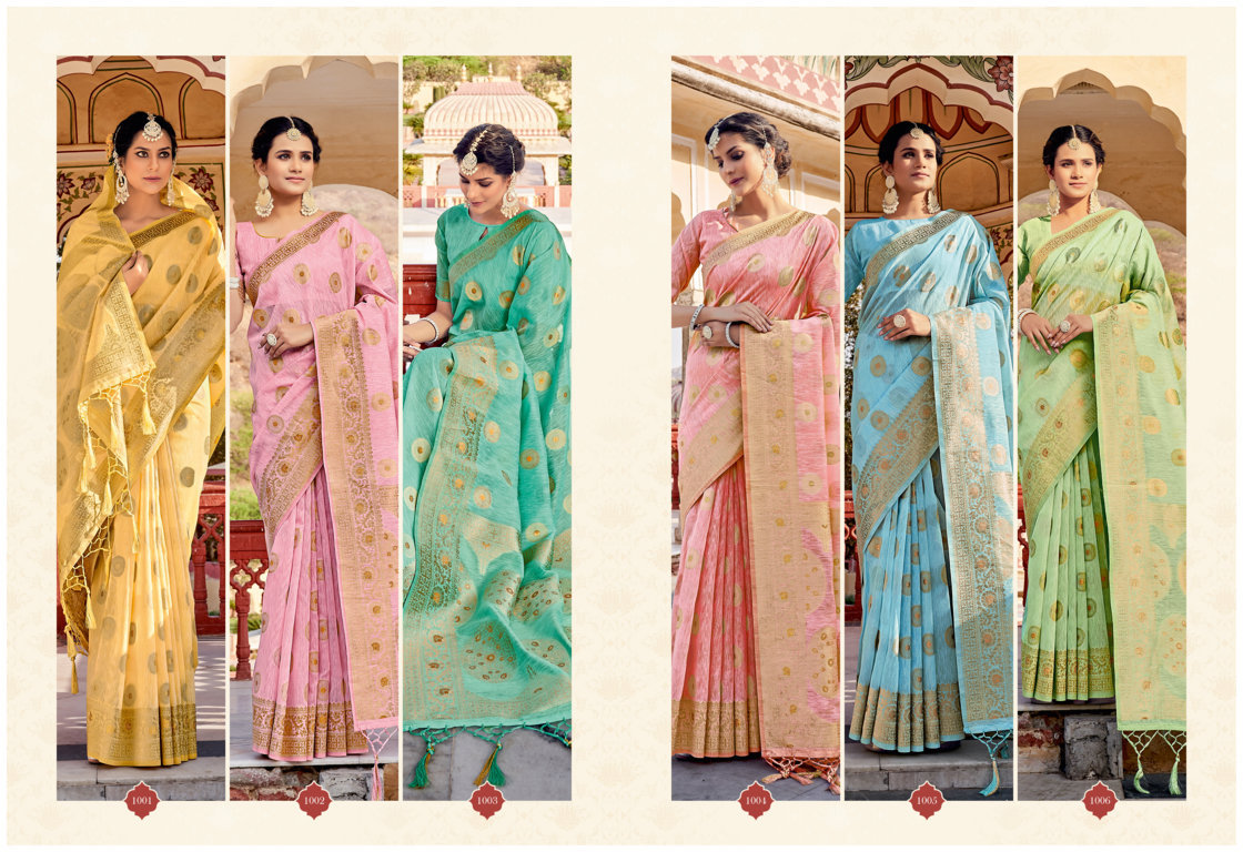 sangam print nilambari silk linen gorgeous look saree catalog