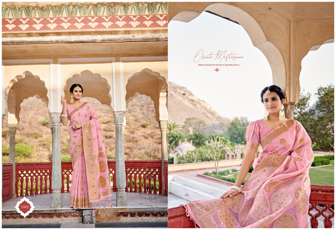 sangam print nilambari silk linen gorgeous look saree catalog