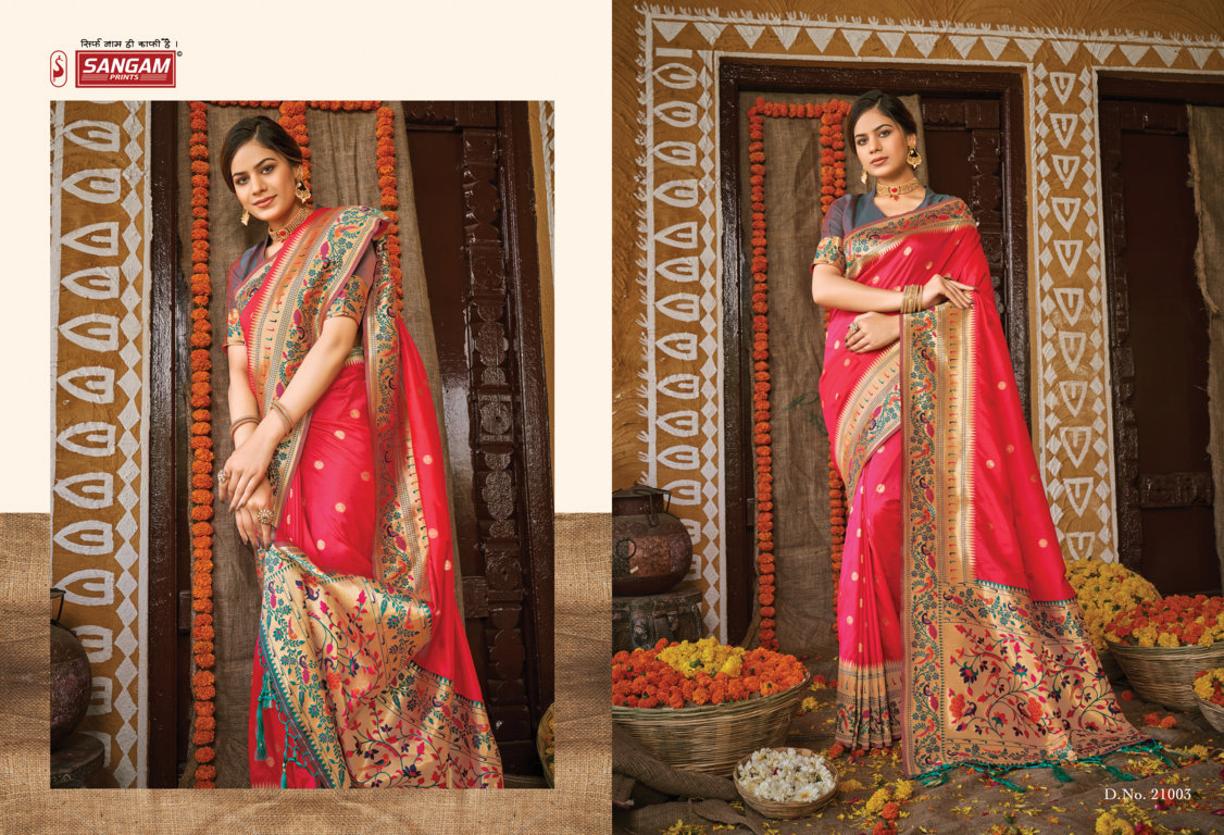 sangam print palki Paithani Silk graceful look saree catalog