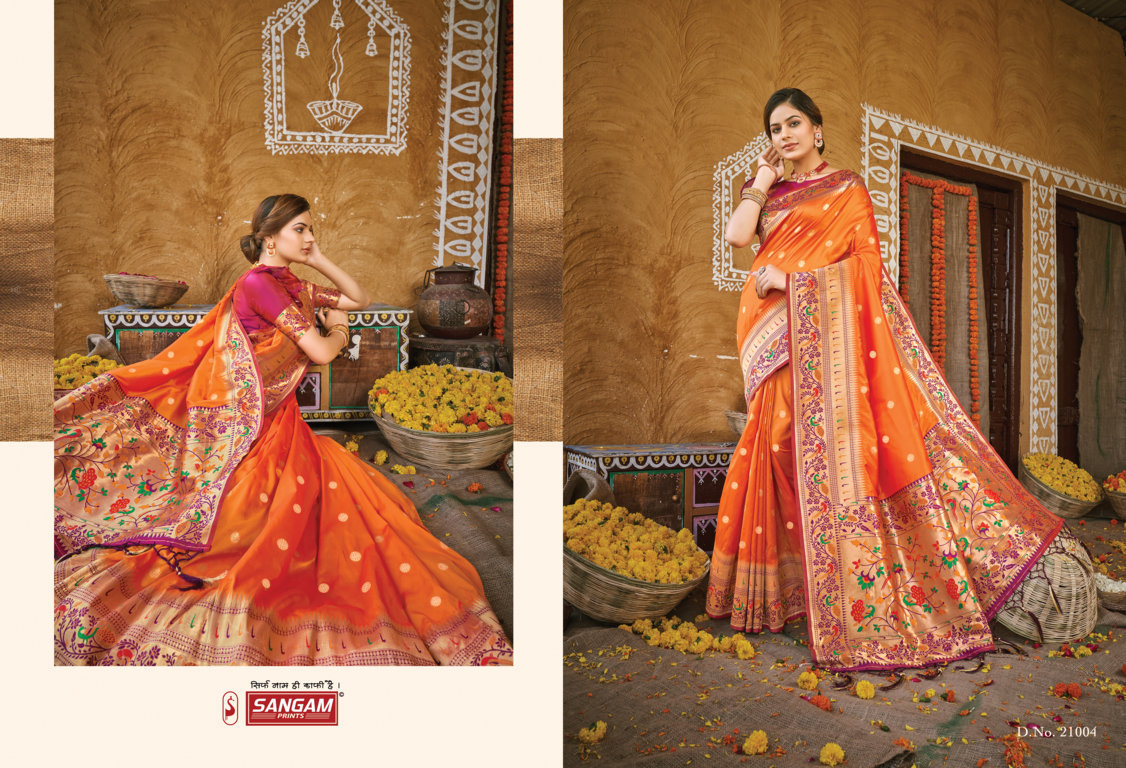 sangam print palki Paithani Silk graceful look saree catalog