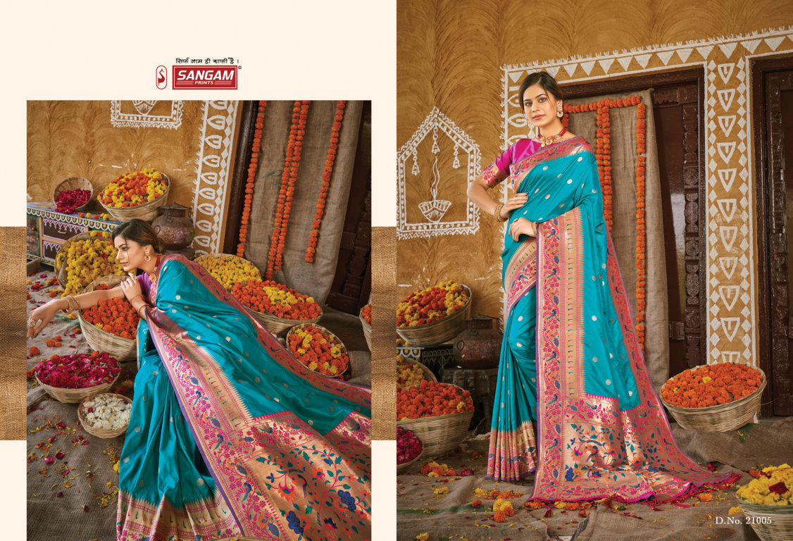 sangam print palki Paithani Silk graceful look saree catalog