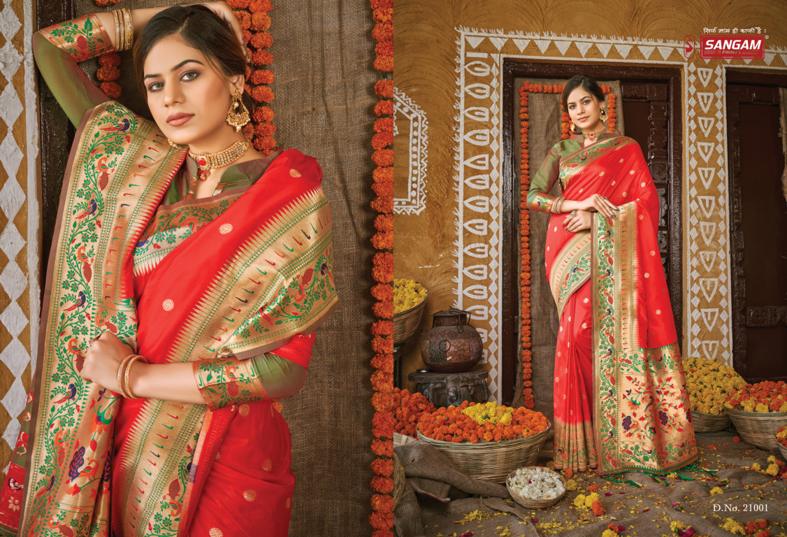 sangam print palki Paithani Silk graceful look saree catalog