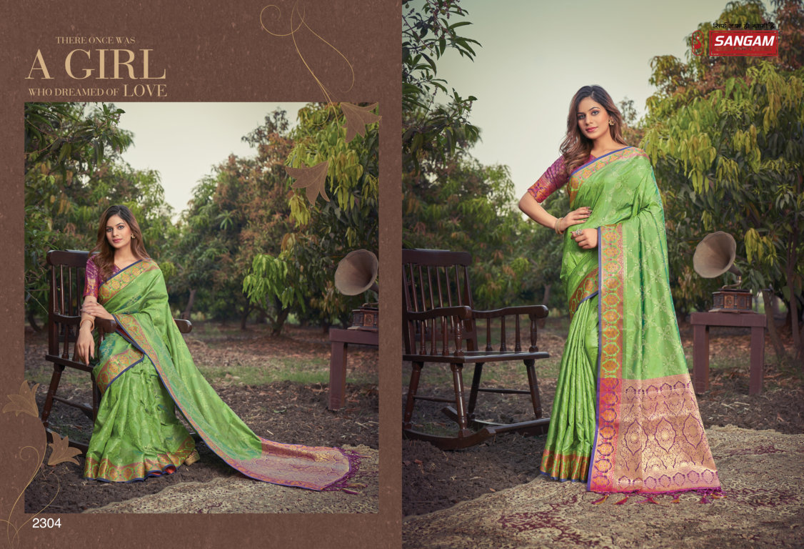 sangam print prachi silk banarasi silk attractive look saree catalog