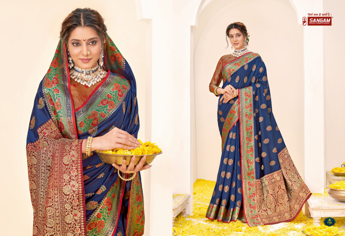 sangam print rajbala silk elegant look saree catalog