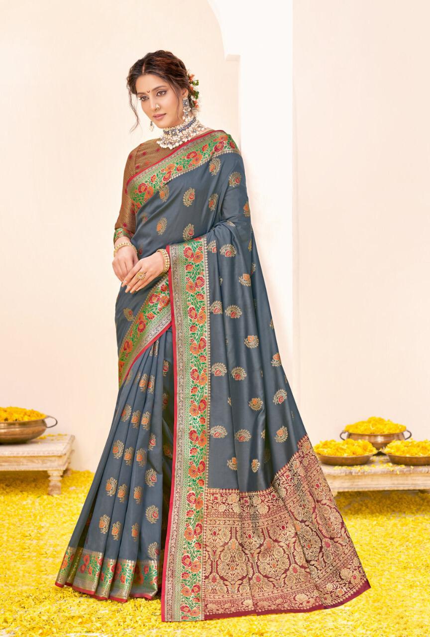 sangam print rajbala silk elegant look saree catalog