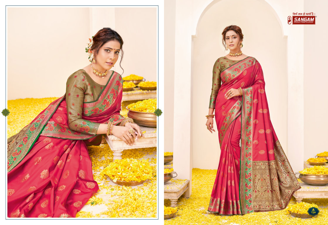 sangam print rajbala silk elegant look saree catalog